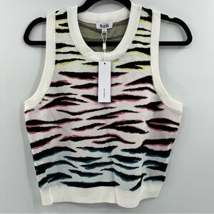 525 America Animal Print Knit Crop Sweater Vest Large NWT Y2K Trendy